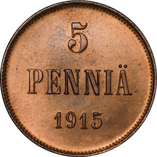 Реверс монеты - 5 пенни 1915 года - цена  монеты - Финляндия, Великое княжество