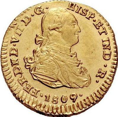Аверс монеты - 1 эскудо 1809 года P JF - цена золотой монеты - Колумбия, Фердинанд VII
