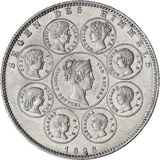 Rewers monety - Talar 1828 "Rodzina królewska" - cena srebrnej monety - Bawaria, Ludwik I