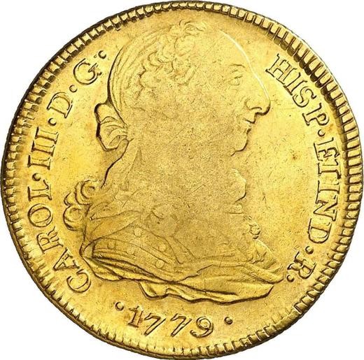 Аверс монеты - 4 эскудо 1779 года P SF - цена золотой монеты - Колумбия, Карл III