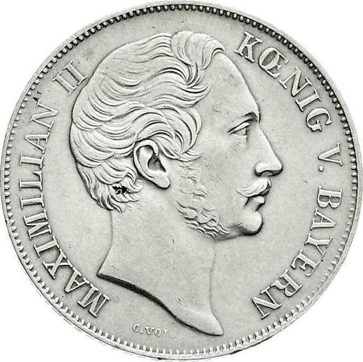 Аверс монеты - 1 гульден 1854 года - цена серебряной монеты - Бавария, Максимилиан II
