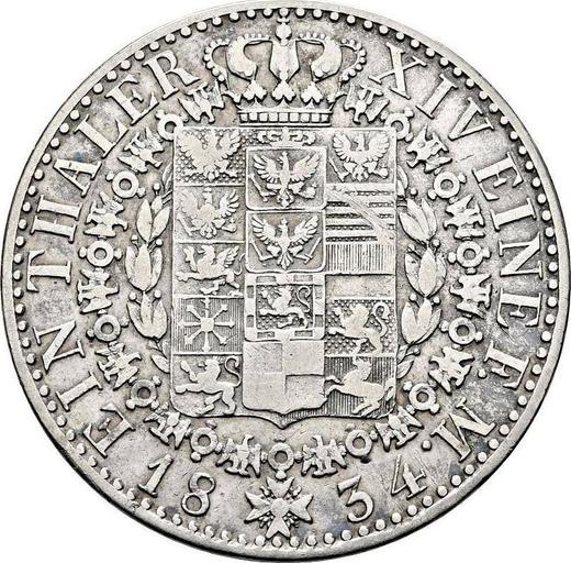 Rewers monety - Talar 1834 D - cena srebrnej monety - Prusy, Fryderyk Wilhelm III
