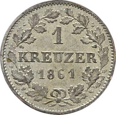 Rewers monety - 1 krajcar 1861 - cena srebrnej monety - Hesja-Darmstadt, Ludwik III