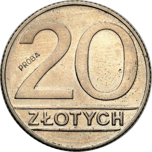 Reverso Pruebas 20 eslotis 1989 MW Cuproníquel - valor de la moneda  - Polonia, República Popular