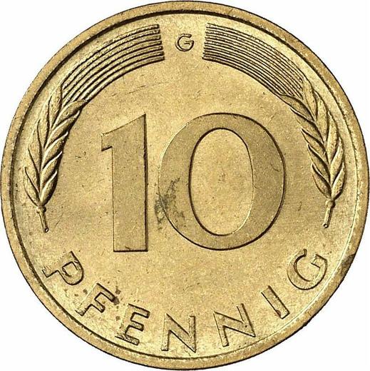 Аверс монеты - 10 пфеннигов 1982 года G - цена  монеты - Германия, ФРГ