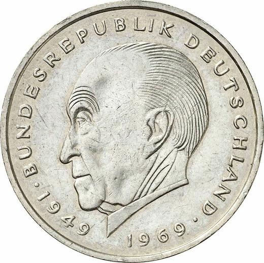 Аверс монеты - 2 марки 1974 года J "Аденауэр" - цена  монеты - Германия, ФРГ