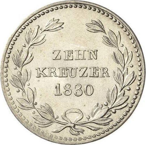 Rewers monety - 10 krajcarow 1830 - cena srebrnej monety - Badenia, Ludwik I