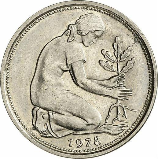 Реверс монеты - 50 пфеннигов 1978 года F - цена  монеты - Германия, ФРГ