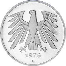 Reverso 5 marcos 1976 G - valor de la moneda  - Alemania, RFA