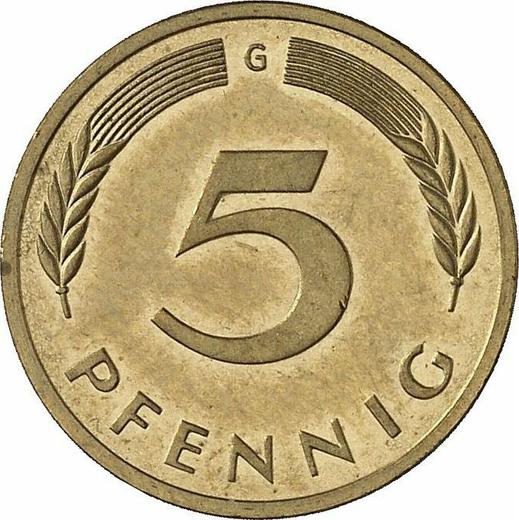 Anverso 5 Pfennige 1996 G - valor de la moneda  - Alemania, RFA