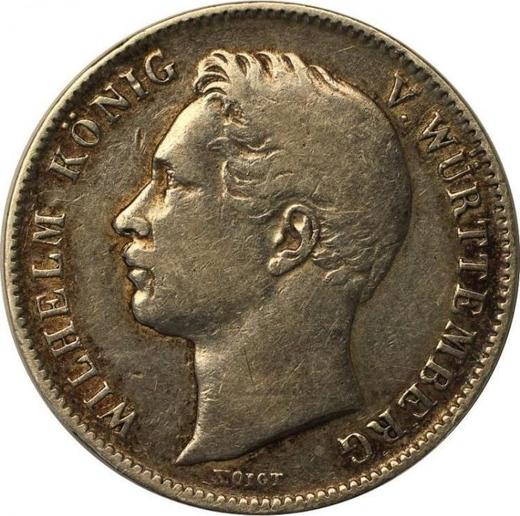 Аверс монеты - 1/2 гульдена 1841 года - цена серебряной монеты - Вюртемберг, Вильгельм I