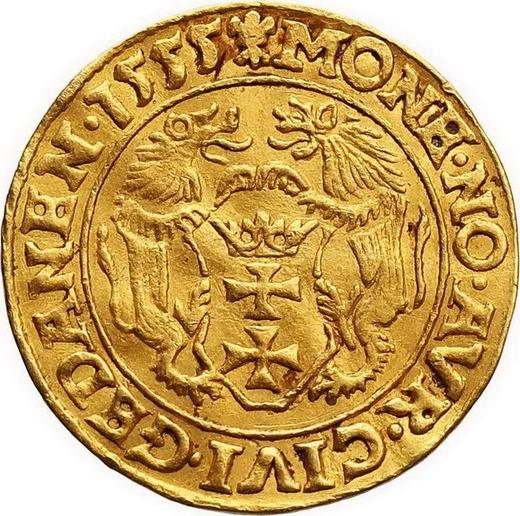 Реверс монеты - Дукат 1555 года "Гданьск" - цена золотой монеты - Польша, Сигизмунд II Август