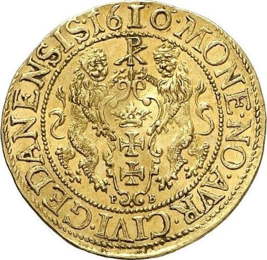 Реверс монеты - Дукат 1610 года FB "Гданьск" - цена золотой монеты - Польша, Сигизмунд III Ваза