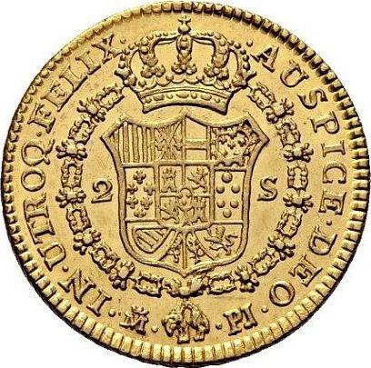 Реверс монеты - 2 эскудо 1779 года M PJ - цена золотой монеты - Испания, Карл III