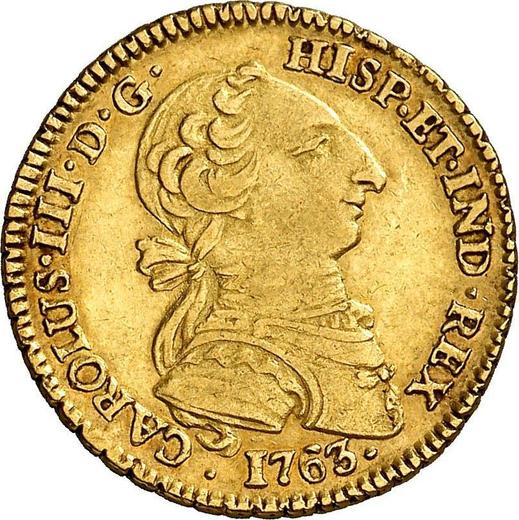 Awers monety - 2 escudo 1763 Mo MF - cena złotej monety - Meksyk, Karol III