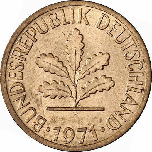 Реверс монеты - 1 пфенниг 1971 года D - цена  монеты - Германия, ФРГ