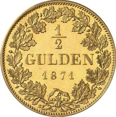 Реверс монеты - 1/2 гульдена 1871 года Золото - цена золотой монеты - Бавария, Людвиг II