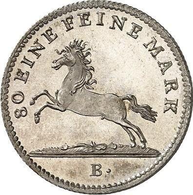 Obverse 1/6 Thaler 1821 B - Silver Coin Value - Hanover, George IV