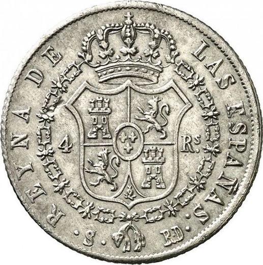 Reverso 4 reales 1844 S RD - valor de la moneda de plata - España, Isabel II