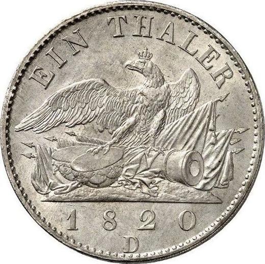 Rewers monety - Talar 1820 D - cena srebrnej monety - Prusy, Fryderyk Wilhelm III