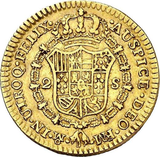 Реверс монеты - 2 эскудо 1786 года Mo FM - цена золотой монеты - Мексика, Карл III