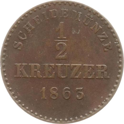 Reverso Medio kreuzer 1863 "Tipo 1858-1864" - valor de la moneda  - Wurtemberg, Guillermo I