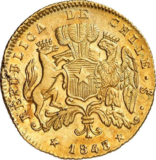 Аверс монеты - 2 эскудо 1843 года So IJ - цена золотой монеты - Чили, Республика