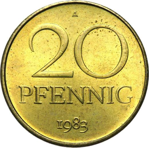 Аверс монеты - 20 пфеннигов 1983 года A - цена  монеты - Германия, ГДР