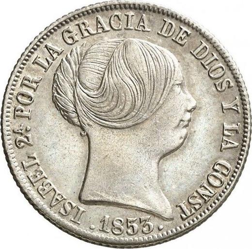 Anverso 4 reales 1853 Estrellas de seis puntas - valor de la moneda de plata - España, Isabel II