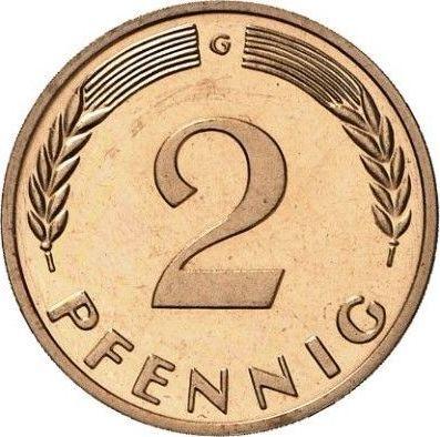 Obverse 2 Pfennig 1960 G -  Coin Value - Germany, FRG
