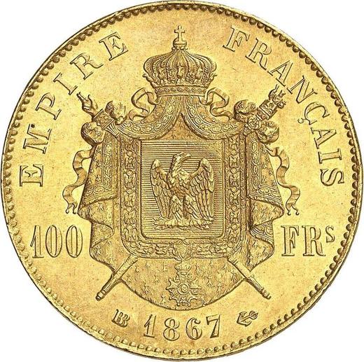 Reverse 100 Francs 1867 BB "Type 1862-1870" Strasbourg - France, Napoleon III