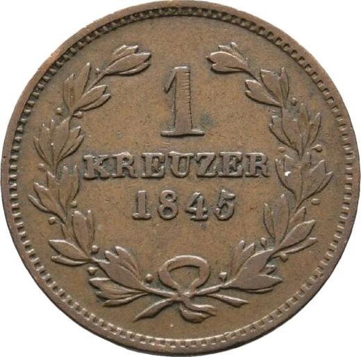Reverso 1 Kreuzer 1845 "Tipo 1831-1846" - valor de la moneda  - Baden, Leopoldo I de Baden