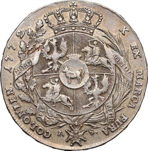 Reverso Tálero 1772 IS - valor de la moneda de plata - Polonia, Estanislao II Poniatowski