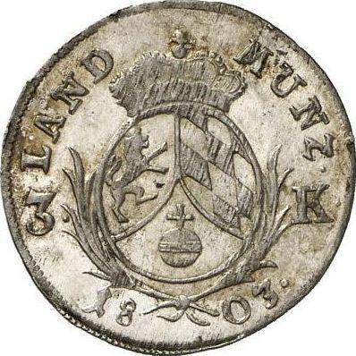 Реверс монеты - 3 крейцера 1803 года - цена серебряной монеты - Бавария, Максимилиан I