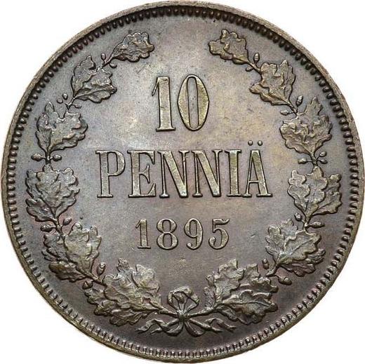 Реверс монеты - 10 пенни 1895 года - цена  монеты - Финляндия, Великое княжество