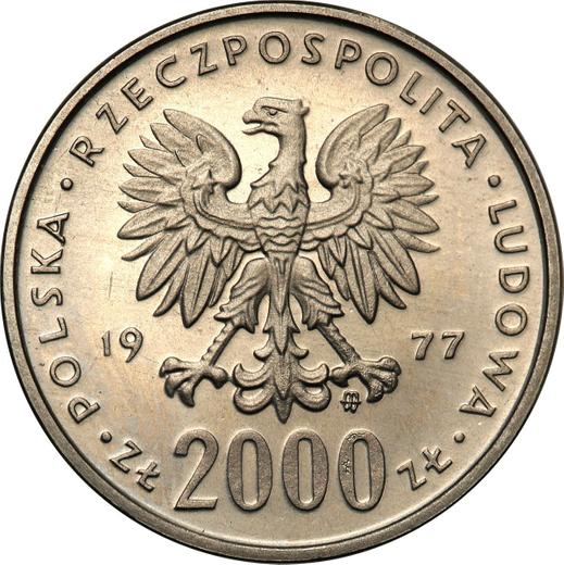 Аверс монеты - Пробные 2000 злотых 1977 года MW "Фридерик Шопен" Никель - цена  монеты - Польша, Народная Республика