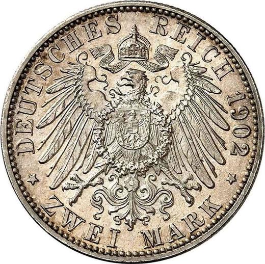 Реверс монеты - 2 марки 1902 года "Баден" 50 лет правления - цена серебряной монеты - Германия, Германская Империя