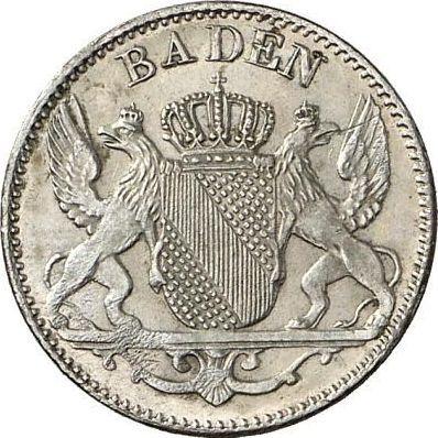 Аверс монеты - 3 крейцера 1845 года - цена серебряной монеты - Баден, Леопольд