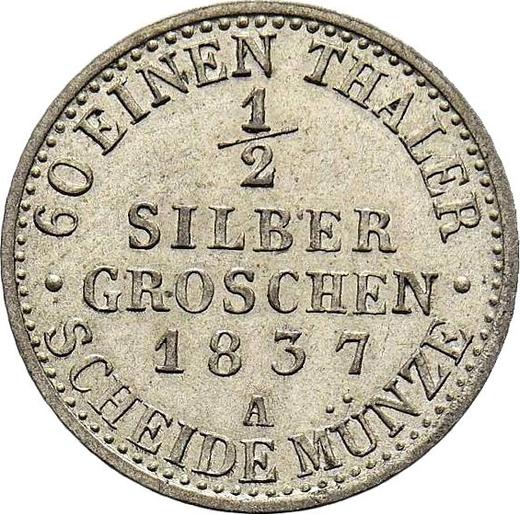 Rewers monety - 1/2 silbergroschen 1837 A - cena srebrnej monety - Prusy, Fryderyk Wilhelm III