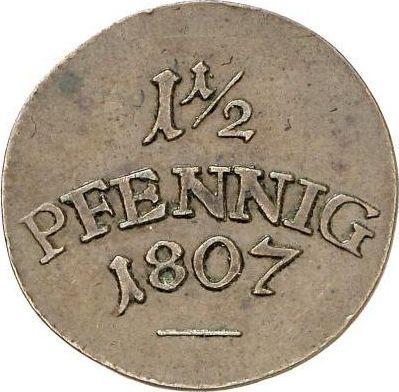 Реверс монеты - 1 1/2 пфеннига 1807 года - цена  монеты - Саксен-Веймар-Эйзенах, Карл Август