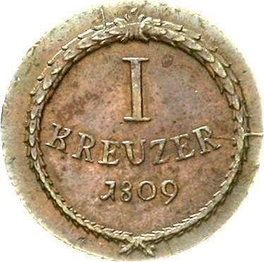 Реверс монеты - 1 крейцер 1809 года - цена  монеты - Баден, Карл Фридрих