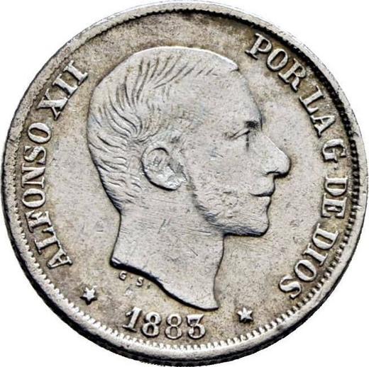 Awers monety - 10 centavos 1883 - cena srebrnej monety - Filipiny, Alfons XII