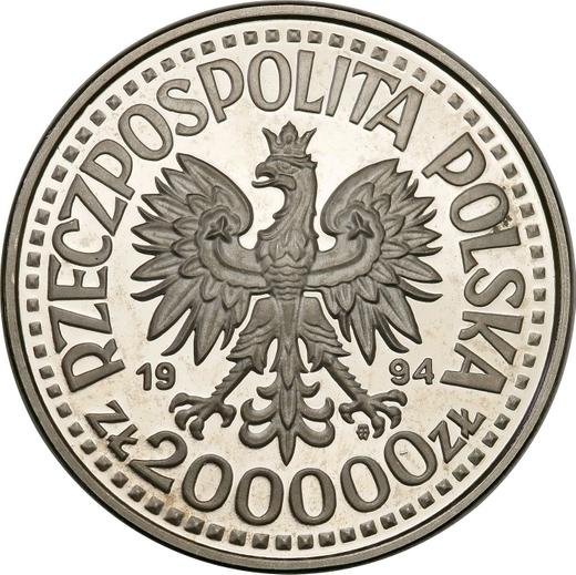 Аверс монеты - Пробные 200000 злотых 1994 года MW ANR "200-Летие Восстания Костюшко" Никель - цена  монеты - Польша, III Республика до деноминации