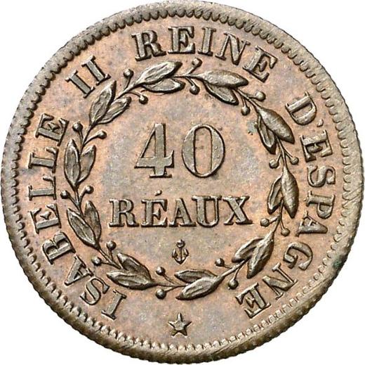 Anverso Pruebas 40 Réaux 1859 - valor de la moneda  - Filipinas, Isabel II