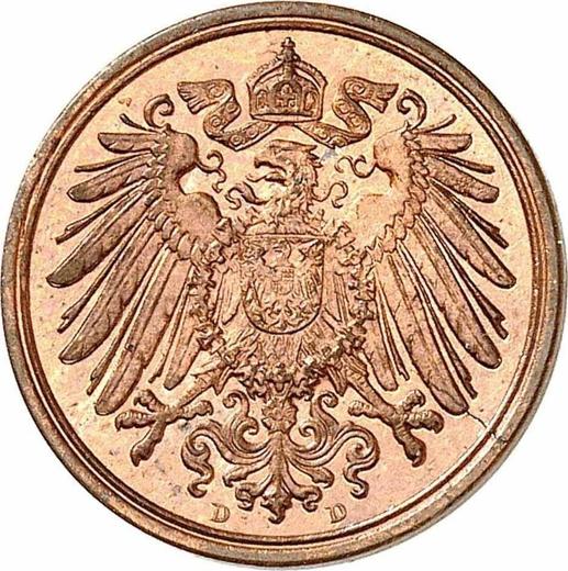 Reverso 1 Pfennig 1909 D "Tipo 1890-1916" - valor de la moneda  - Alemania, Imperio alemán