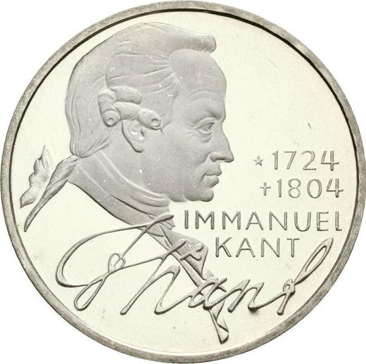 Anverso 5 marcos 1974 F "Immanuel Kant" - valor de la moneda de plata - Alemania, RFA