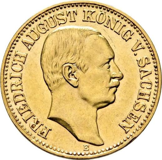Anverso 10 marcos 1907 E "Sajonia" - valor de la moneda de oro - Alemania, Imperio alemán