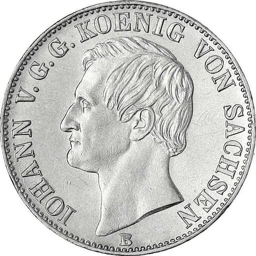 Аверс монеты - Талер 1861 года B "Горный" - цена серебряной монеты - Саксония-Альбертина, Иоганн