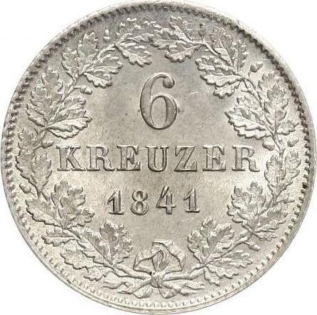 Реверс монеты - 6 крейцеров 1841 года - цена серебряной монеты - Баден, Леопольд