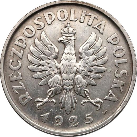 Реверс монеты - 5 злотых 1925 года ⤔ 100 точек - цена серебряной монеты - Польша, II Республика